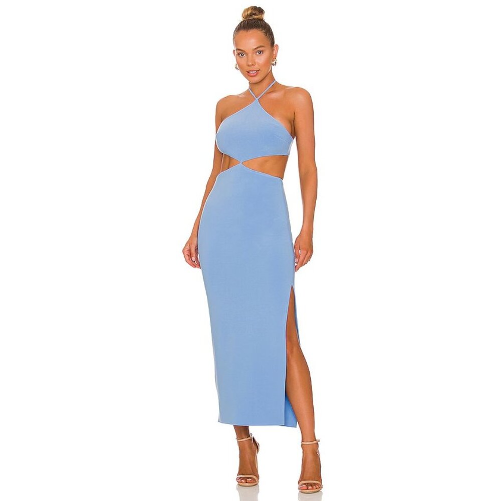 BEC&BRIDGE Iris Halter Midi Dress in Malibu Blue